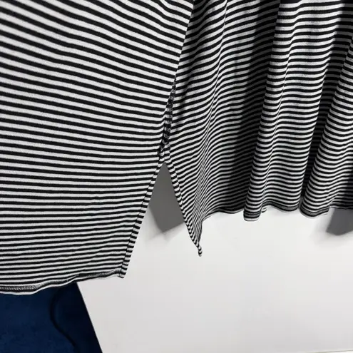 J. Jill Wearever Open Front Cardigan 4X Side Slit Gray Black Stripe Stretch