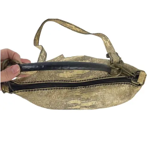 Plinio Visona Snakeskin Print Italian Leather Cream Crossbody Purse Bag