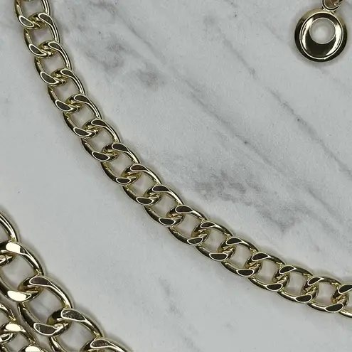 Chunky Draped Gold Tone Chain Link Belt Adjustable Y2K One Size OS ✨