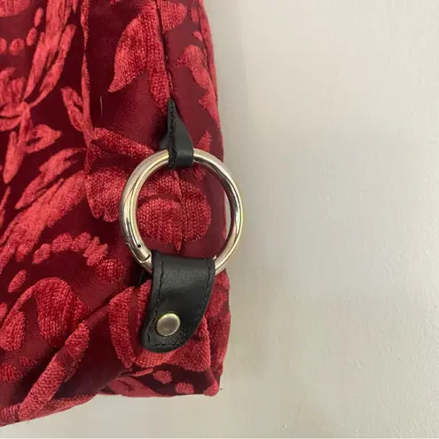 Chouette Reversible Convertible Black Leather Brocade Boho Hobo Tote Purse Bag