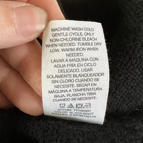 Time and Tru Womens Poncho Sweater Open Front Fringe Hem Black White One Size Size undefined