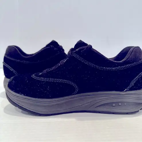 Easy Spirit Suede Esglenice Athletic Sneakers Women's 8.5 Black Wedge Comfort