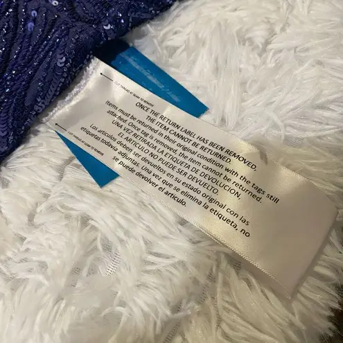 Mac Duggal Sequin Beaded Long Sleeve Gown in Midnight Navy Blue Size 6 93574