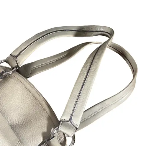 B Makowsky B. Makowsky Cream Leather Satchel Zipper Top Bag Women