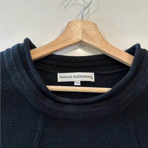 Nicole Alexander Black Cotton Knit Long Sleeve Tunic Size S/M Size M