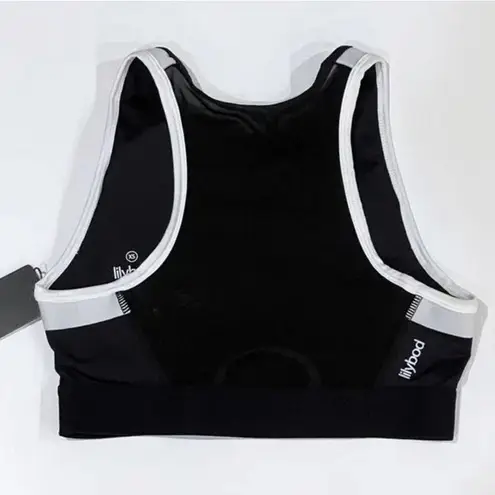 Lilybod NEW XS Petta Color Block High Neck Racerback Sports Bra Black White