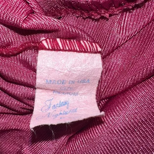 VINTAGE Fantasy Nightwear Pajamas Set Womens Medium Purple Nylon 2 PC Top Pants - Image 9