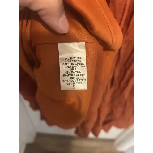 Entro  Rust Orange Gauze Tie Neck Tiered Sleeveless Tank Boho Maxi Dress Small