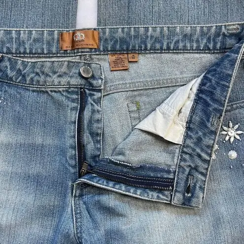 Dana Buchman Y2K 100% Cotton Beaded Light Wash Bootcut Denim Jeans Size 14/32