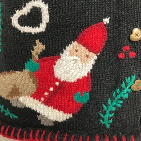 Signatures by Northern Isles Hand Embroidered Christmas Sweater Vest Black Size M
