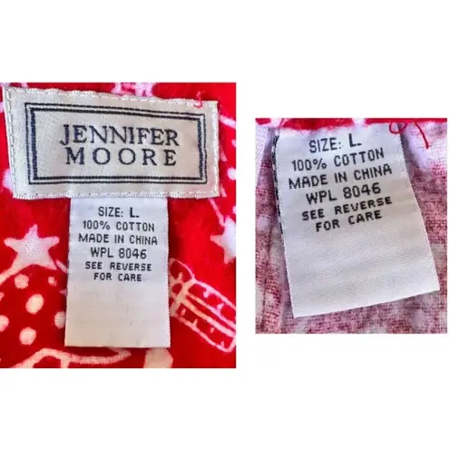 Jennifer Moore Vintage Christmas Pajamas Large Red 2 piece Fleece Loungewear