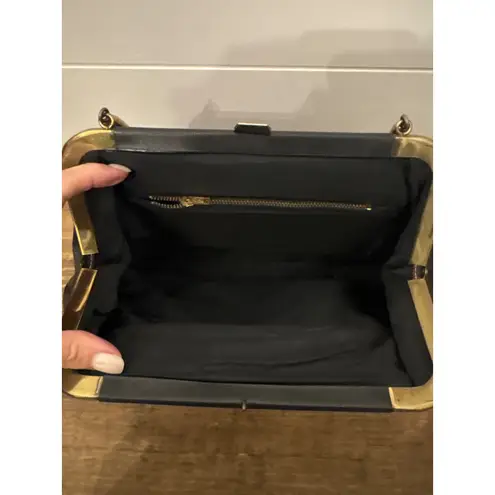 Vintage 1940's Black Ruched Handle Kiss Lock Clasp Frame Handbag Evening Bag