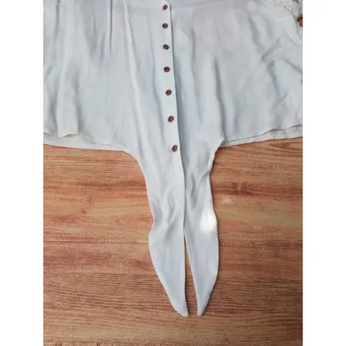 Mossimo Top Tie Waist Button Up Women's White Size L Size L
