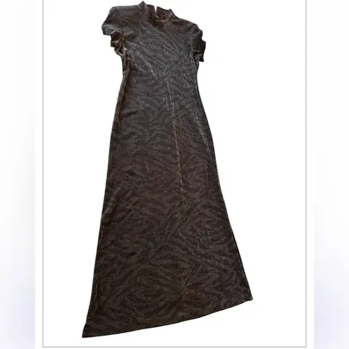 Brown and Black Zebra Print Short Sleeve Long Maxi Vintage Size 8 J. R. Nites