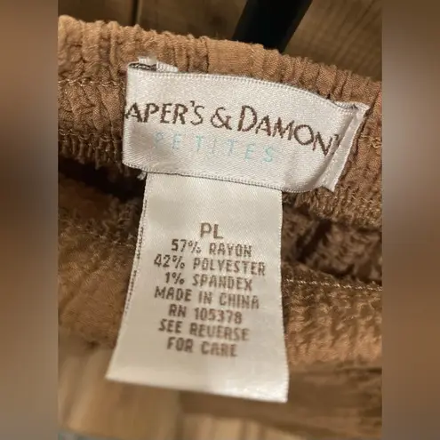 draper's & damon's VTG Petites Tan Brown Crinkle Cotton Casual Pants Slacks