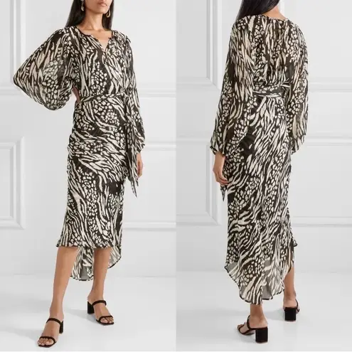 Veronica Beard • Mavis Animal-print Silk-chiffon Midi Dress blouson high low