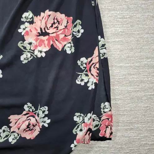 Katherine Barclay Maxi Dress Womens 10 Black Floral Pleated Casual Summer Lined