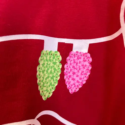 MarleyLilly Holly Jolly Christmas Sweater L/XL Red Lights Graphic