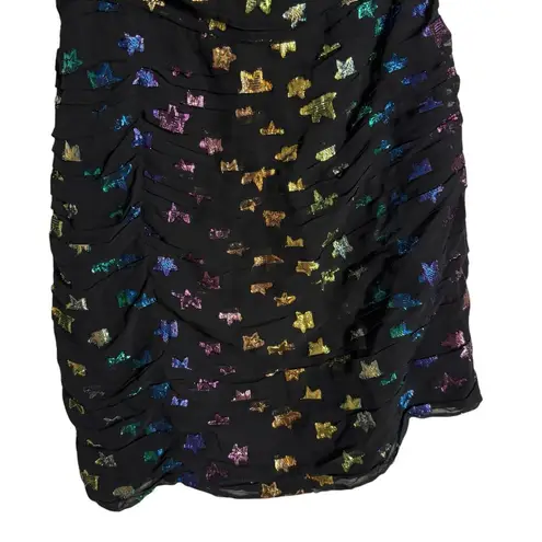 Shoshanna Ronnie Starry Night Black Rainbow Metallic Star One Shoulder Dress 6