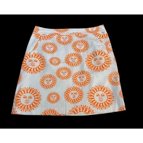 J. McLaughlin  Orange & White Sun Skirt Size 8