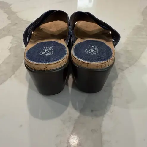 G.H. Bass & Co. MaryAnn Denim Wedge Slip On Sandal Womens 8.5M Navy Blue Classic Size 8.5