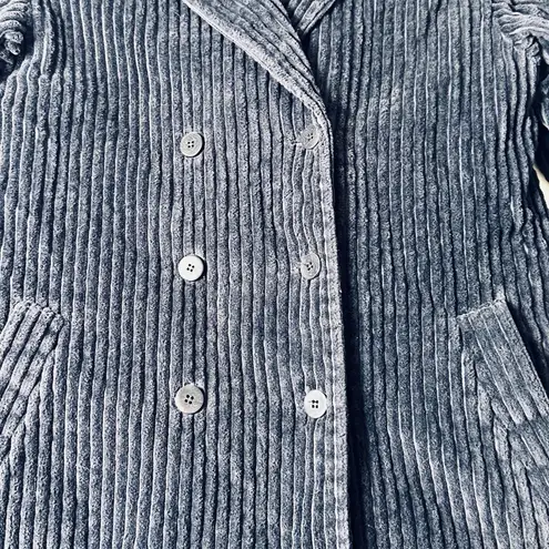 Anne Klein Vtg  Navy Wide-Wale Corduroy Double Breasted Coat Quilted Lining‎