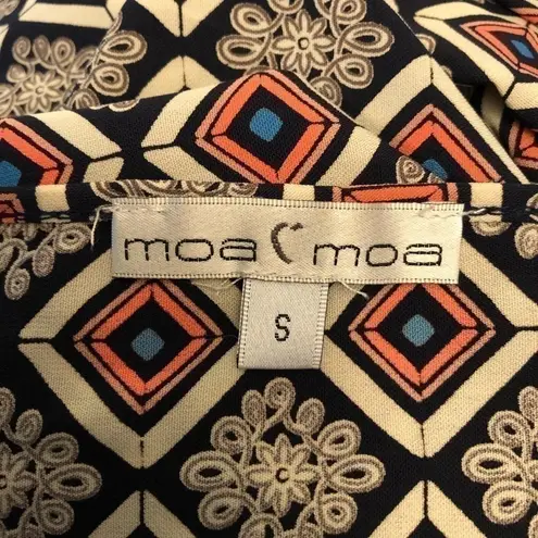 Moa Moa Vintage Y2K Geometric Print Cinch Sleeves Blouse S