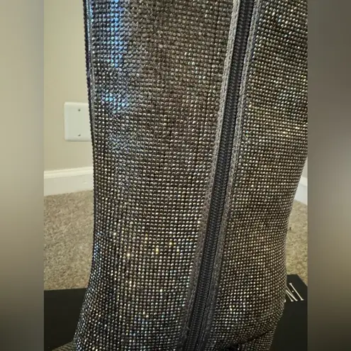 INC I.N.C Paiton Block-Heel Silver Grey Knee High Boots 7.5M