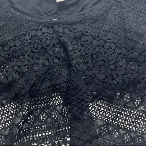 Decree Women’s Crochet Style Flowy Swimsuit Black Bralette Top Sz L