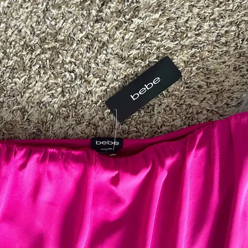 Bebe  Asymmetrical Hot Pink Skirt With Shirts Women’s Size Large New With Tag