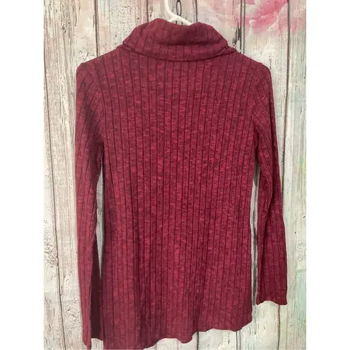 Everly Anthropologie  Cowl Neck Top Burgundy Pink Size Small Ribbed 🌸🍒