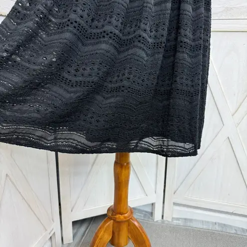 Leslie Fay Lace Dress Black 10 Skater Blouson Knee