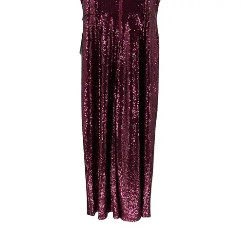 Gal Meets Glam Garnet Party Sequin Cropped Jumpsuit Ruffle Cap Sleeve size 12
