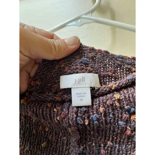 90s J Jill speckled confetti Sweater 2X Nubby Bohemian Chunky lagenlook purple