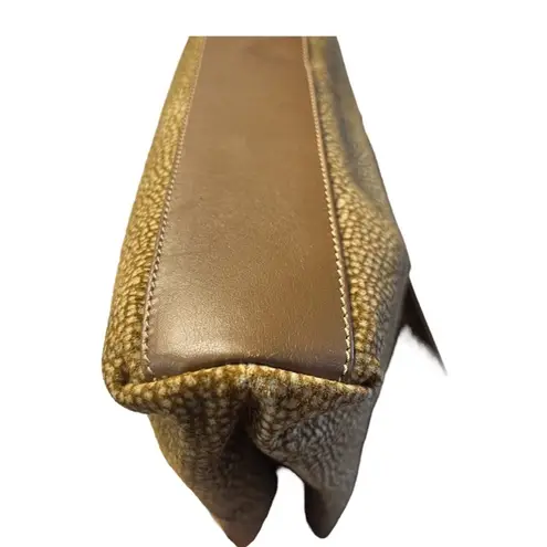 Vintage Borbonese Redwall Suede Clutch Eye of Partridge Italy Brown Leather