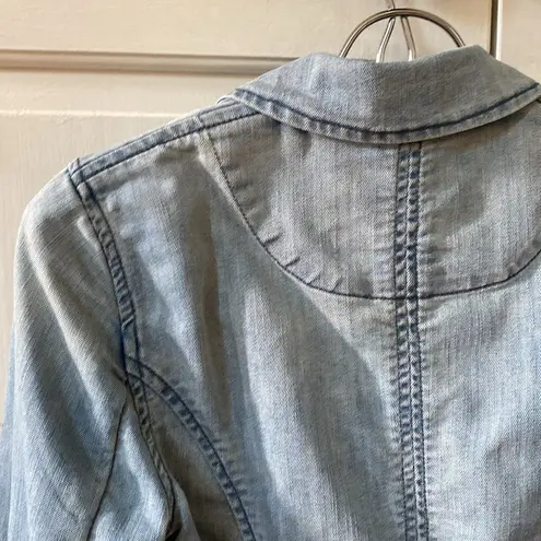 Pilcro and the Letterpress  Peplum Denim Jean Jacket Blazer Size 4 Twist Details