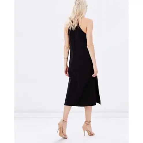 C/MEO COLLECTIVE Distant Land High Low Scuba Front Zip Long Top, Black, Size XS