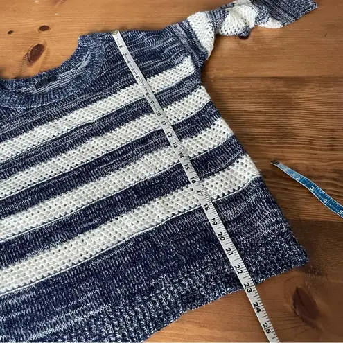 Navy & Cream Stripe Sweater Size Small by Mine Open Weave