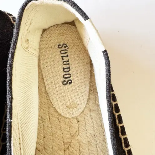 Soludos Black Canvas Espadrille Party Champagne Embroidered Size 9 Wedding Toast