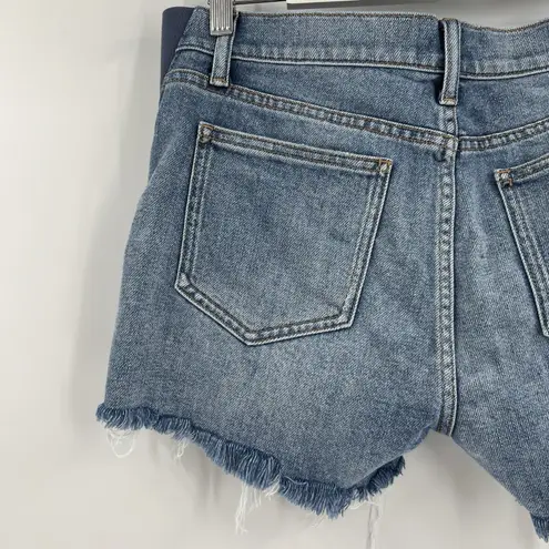 HATCH Maternity The Cut Off Jean Shorts Women's Size 27 Denim Distressed Stretch Blue