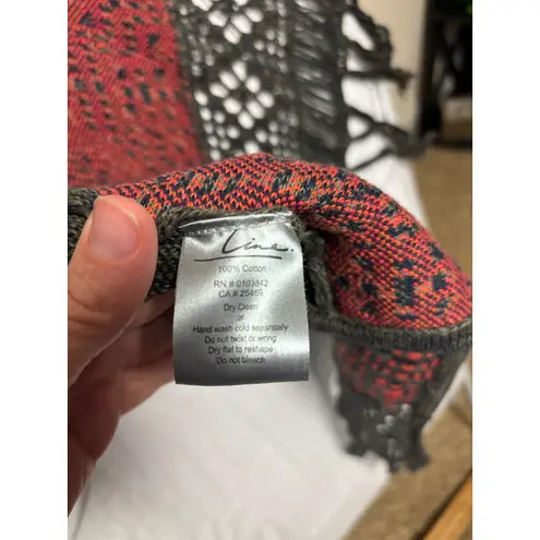 Cine Anthropologie Open Front Boho Crochet Fringe Geometric Cardigan Sweater M Green Size M