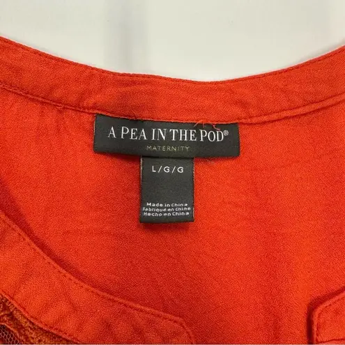 A pea in the pod Maternity Tunic Top Large L/G - Boho Embroidered Red Blouse