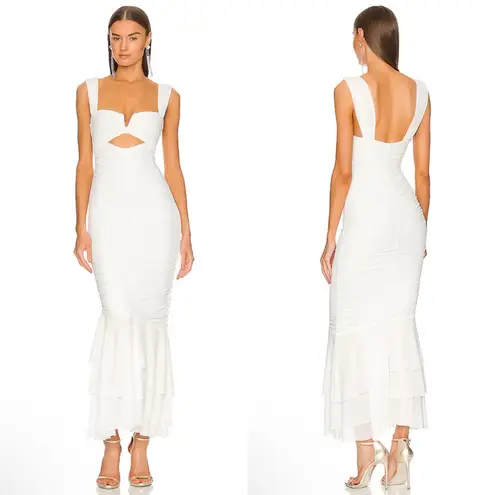 Michael Costello NEW NWT X Revolve Hilary Ruched Gown In Ivory - Image 2