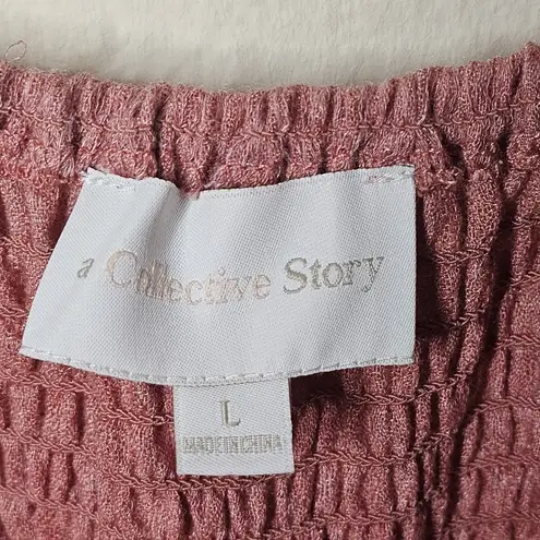 NWT A Collective Story Mauve Pink Baby Doll Mini Dress Puff Sleeves Womens Large