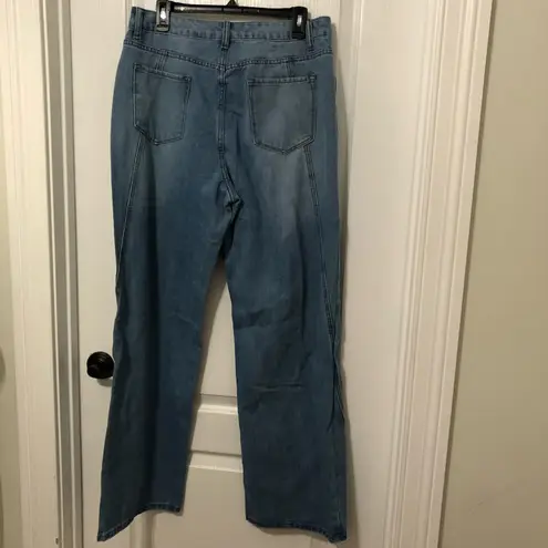 Commense Women's Jeans Size Large Blue Denim Vintage Wash Straight Leg NWT