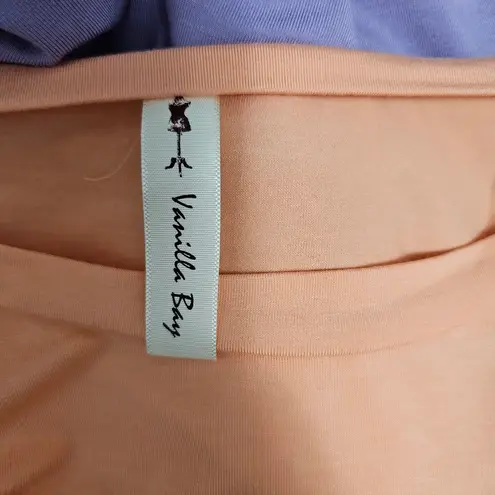 Vanilla Bay Pastel Colorblock Knit Short Sleeve Tunic Tee Size Small