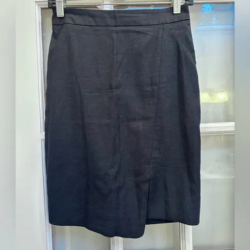 Tiger of Sweden Deep Sea Navy Wool Designer Chic Front Slit Pencil Skirt Size XS Blue