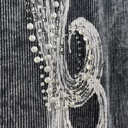 Vocal VTG L Large Top Black Ribbed Embellished Studs Y2K Dark Fairy Goth Punk