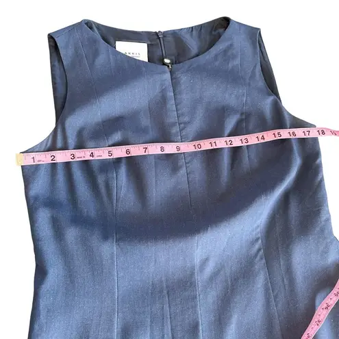 Akris Punto A Line Sleeveless Wool High Neck Ombre Colorblock Dress Blue Navy 8