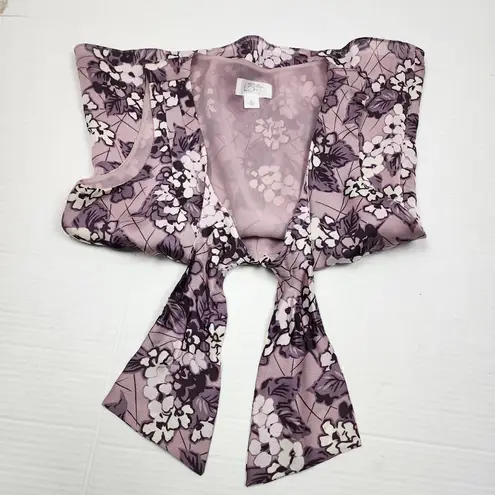Loft Ann Taylor  Sleeveless Blouse Lined Zipper Floral Purple& White Size 6P